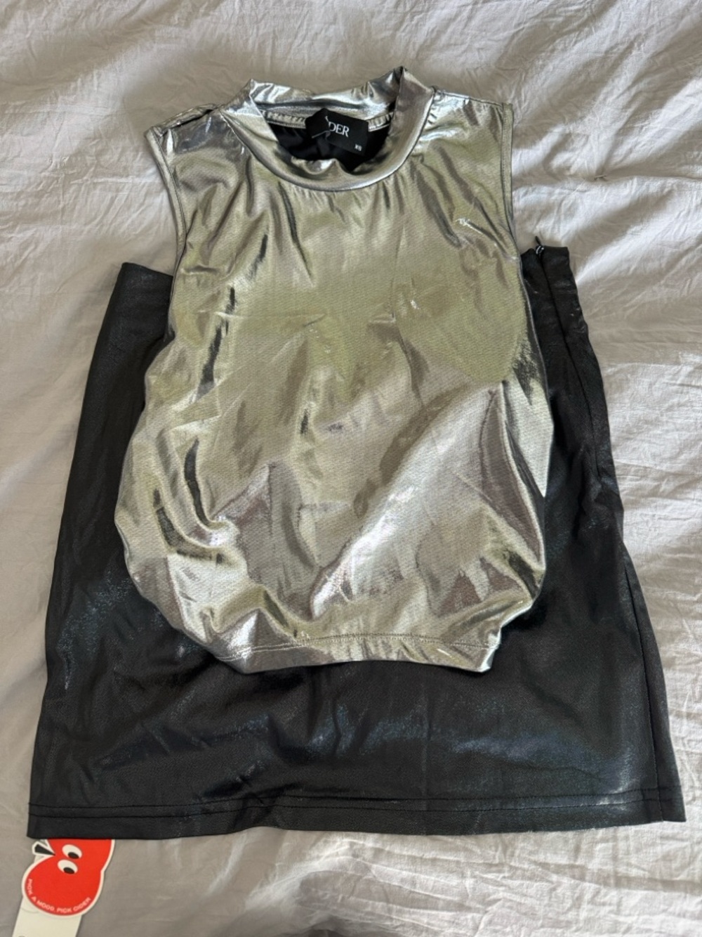 Cider Silver Metallic Sleeveless Tank Top